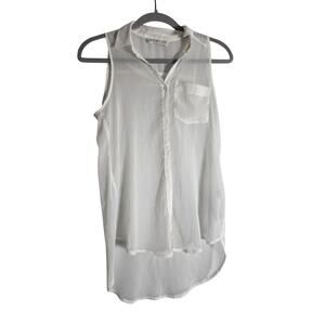 Abercrombie Kids Girls L Womens XS White Sleeveless Button Blouse Sheer Top